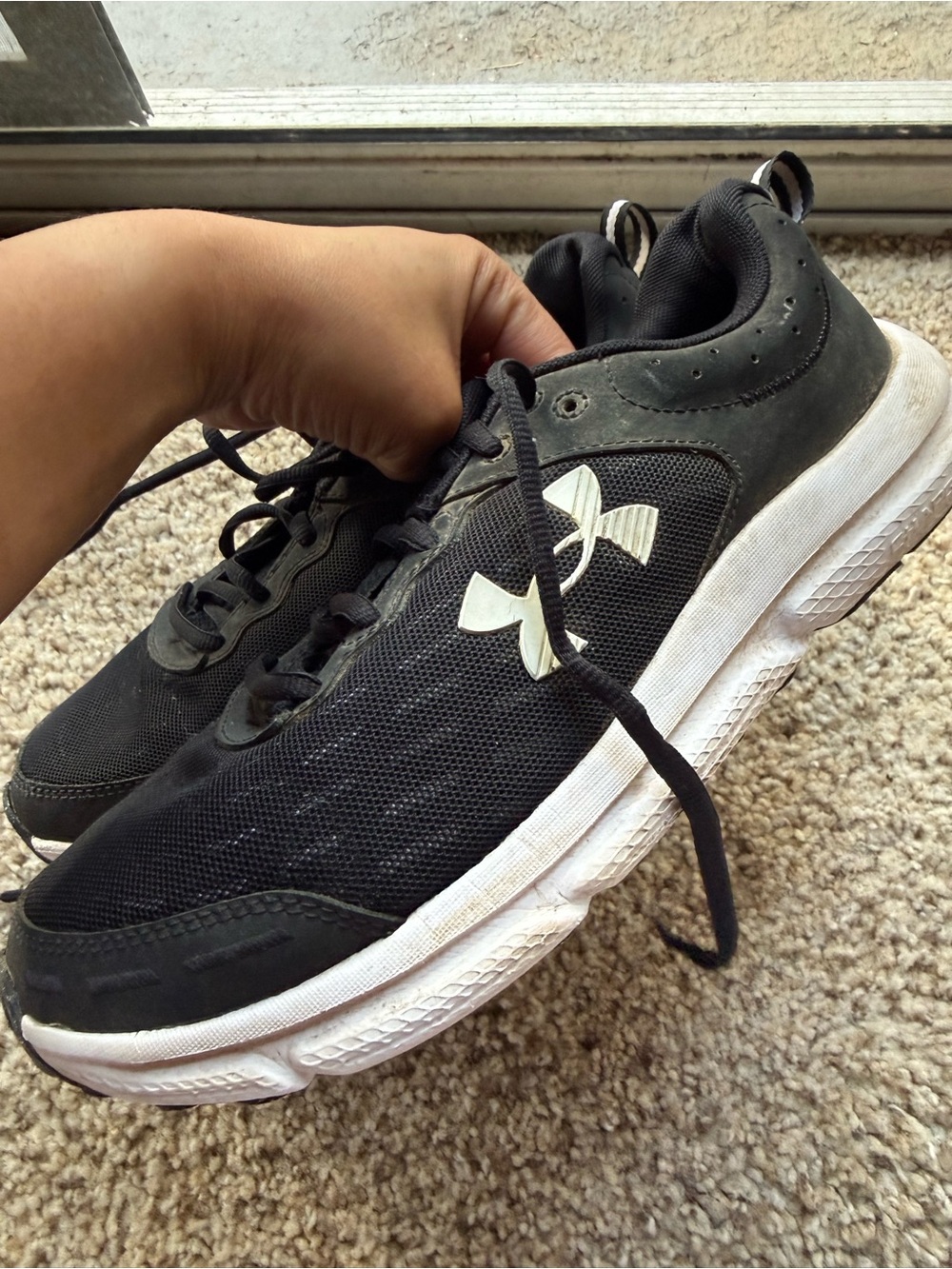 Under Armour Black and White Mesh Running Shoes